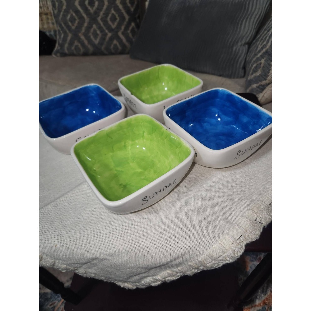 Woodard & Charles Ceramic Dessert Bowls Set of 4 Sundae Gelato Ice Cream Sorbet